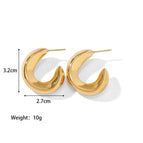 Small C- Shaped Hollow Earrings Gold / 18K