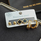 Geometric Diamond Earrings-Black