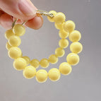 Exaggerated Simple Yellow Beaded Round Hoop Earrings