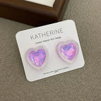 2236 Pink Dopamine Resin Heart Silver Needle
