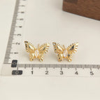Zircon Brushed Butterfly-Silver Needle