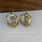 White Baroque Pearl Leaf Earrings