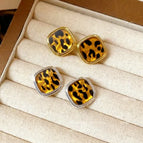 Leopard Print Square Stud Earrings