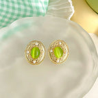 Cat eye green earrings