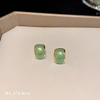 Green Oil Drop Curved Earrings (F2572)