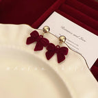 5#Flocked Bowknot Earrings