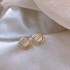 23#Gold rhombus opal earrings