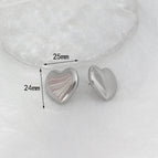 Big Peach Heart Hollow Earrings-Steel Color