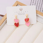Double Heart Drop Glaze [Wine Red Pink Two Colors]