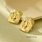 Square Gold Earrings / 18K