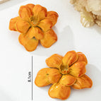 E373-Orange Big Flower Ear Studs