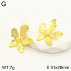 31 * 28mm Flowers / Gold / 1 Pair/Package