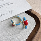Red drop glaze love earrings