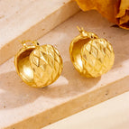 Diamond Plaid Stud Earrings Gold