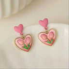 Pink Love Earrings / 14K