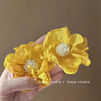 Fairy Mesh Petal Pearl Flower Earrings