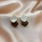 4# Geometric Contrast Color Ear Studs