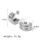 14 [Ag204] Double C- Shaped Earrings Steel Color