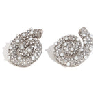 Luxury Pearl Zircon Conch Stud Earrings-Steel Color