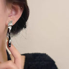 43#Silver enamel pendant earrings