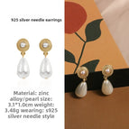 42#925 Silver Needle Earrings Pair