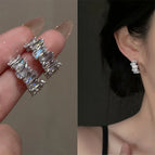 White Moonlight Silver Stud Earrings