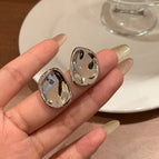 65# irregular silver bump earrings
