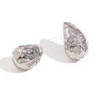 Luxury Water Drop Rhinestone Butterfly Studs-Steel Color-White Diamond