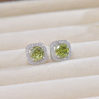Olive green square earrings