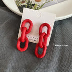 2631 Bamboo Chain Earrings Red