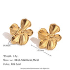 Cast Five Petal Flower Stud Earrings-Small-Gold