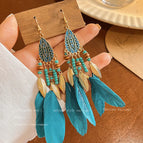 19-Bohemian Blue Feather Ear Hook 655
