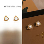 4#925 Silver Needle Earrings Pair
