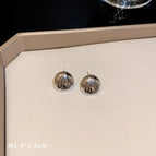 Silver Round Brushed Stud Earrings (F2567)