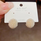 No. 19 Pearl and Hoop Ear Studs (Thick Real Gold Plating)