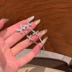113-Flashing Zirconium Tassel Butterfly Mosquito Coil Clip-on Earrings