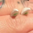 MZ-00593 White and Green Ear Bone Studs Pair