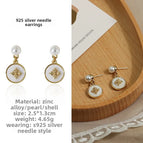 38#925 Silver Needle Earrings Pair
