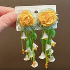 103# Silver Needle-Green-Orange Flowers