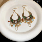 72#Ear Hook-Gold-Green-Moon