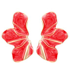 01 Colorful Oil Necklace Petal Stud Earrings KC Gold Red 6490 (Environmental Protection)