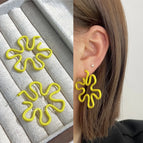 1448 Yellow Curve Flower 925 Silver Needle
