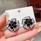Black Zircon Flower (14K Real Gold Plating)