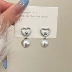 Silver Love Heart Stud Earrings