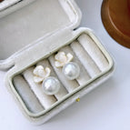 Silver Stud Earrings White