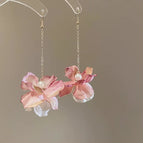Fashioneasiest for match pink flower pendant earrings