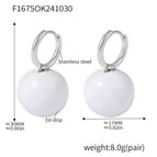 F1675-Steel White Enamel Earrings