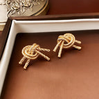 Silver Needle Rope Knotted Ear Studs