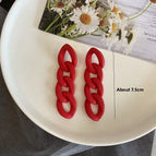 1765--Thick Chain Earrings Red