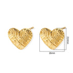 F829-Gold Heart-Shaped Stud Earrings